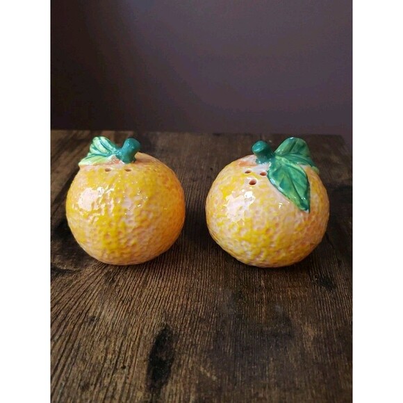 Cracker Barrel Stoneware Oranges Salt & Pepper Set Fruit Crate Vintage Kitsch - Picture 5 of 15